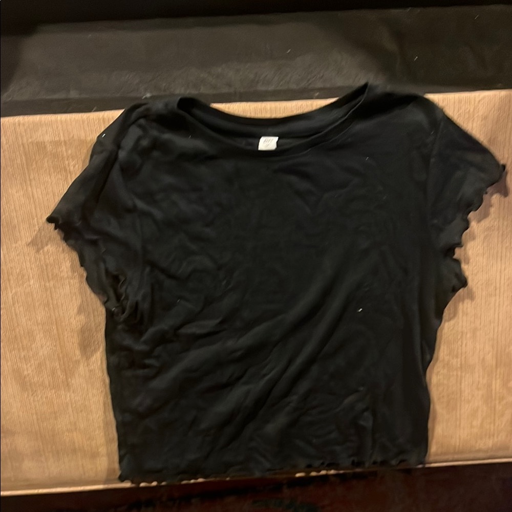 Black Lettuce Hem Women's Top